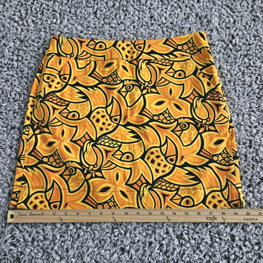 Loudmouth Women's Golf Skirt Sz 4 x 16L XS Yellow Mini Chirp Chirp Stretch Bird - Picture 12 of 12